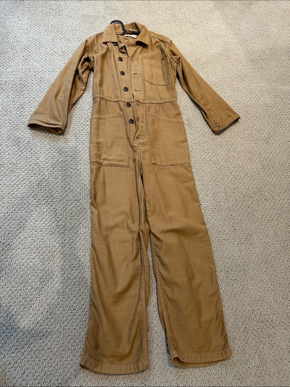 Madewell Tan Utility Jumpsuit with Button Front